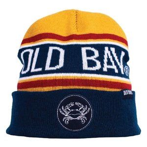 Old Bay Retro Style Stripe Navy Blue Beanie Cap Hat - NEW Fast Ship